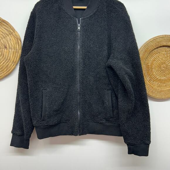 Express Black Knit Fleece Zip Up Lightweight Jacket Mens Large Neutral Layering - Picture 5 of 7